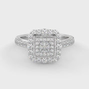 IGI Certified Princess Cut Double Halo Engagement Ring
