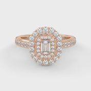 IGI Certified Emerald and Round 0.95 Carat Lab Grown Diamond Engagement Ring