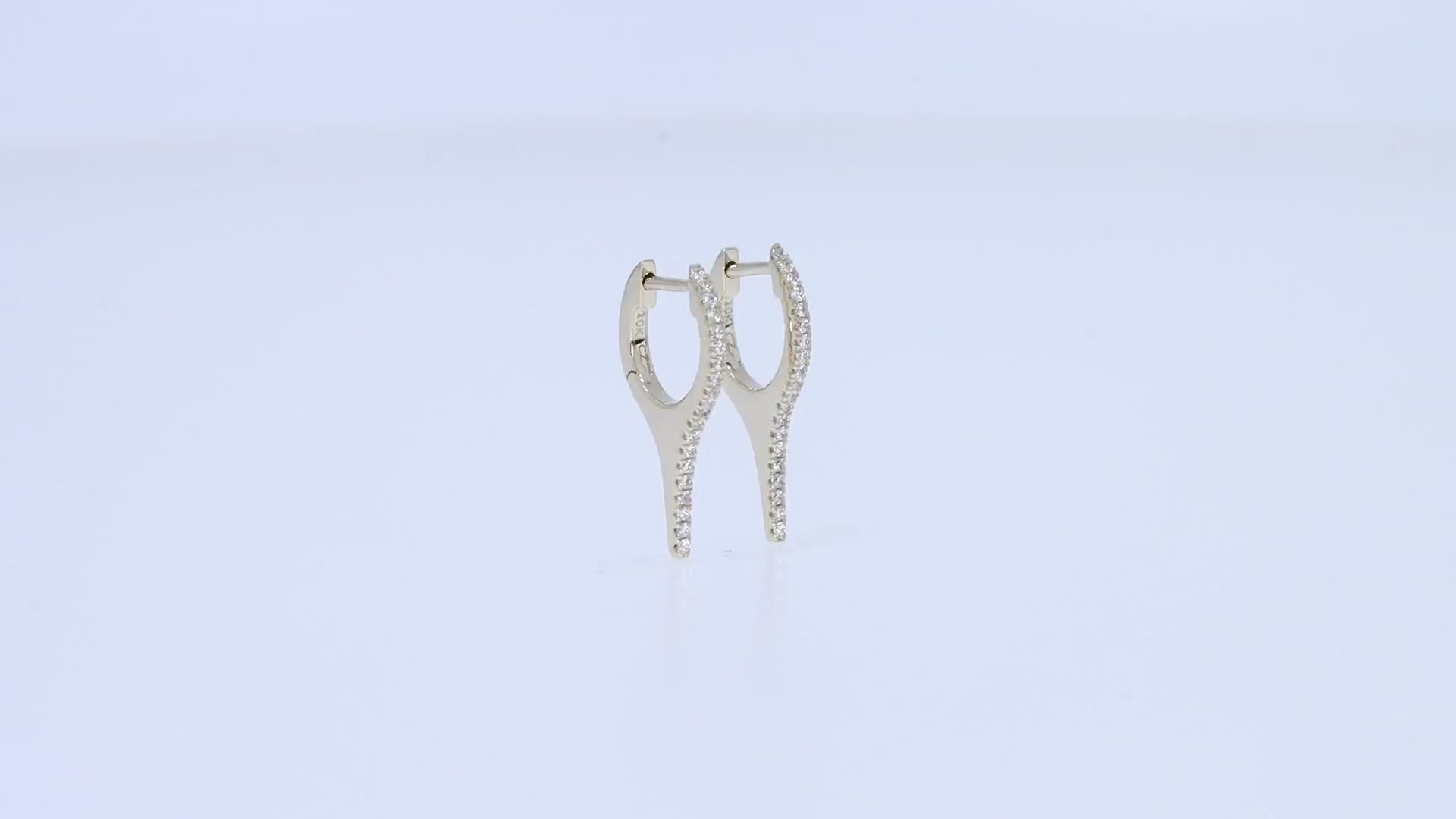 Dagger Drop Hoop Moissanite Earrings (Height 19.50 MM & Width 10.90 MM)