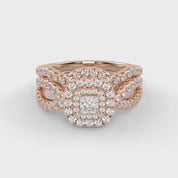 IGI Certified Infinity Shank Princess Cut Lab Diamond Bridal Set Ring