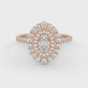 IGI Certified Oval and Round Shape 1.05 Carat Lab Grown Diamond Double Halo Engagement Ring