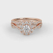 IGI Certified Round Shape Infinity Halo Solitaire Bridal Set Ring