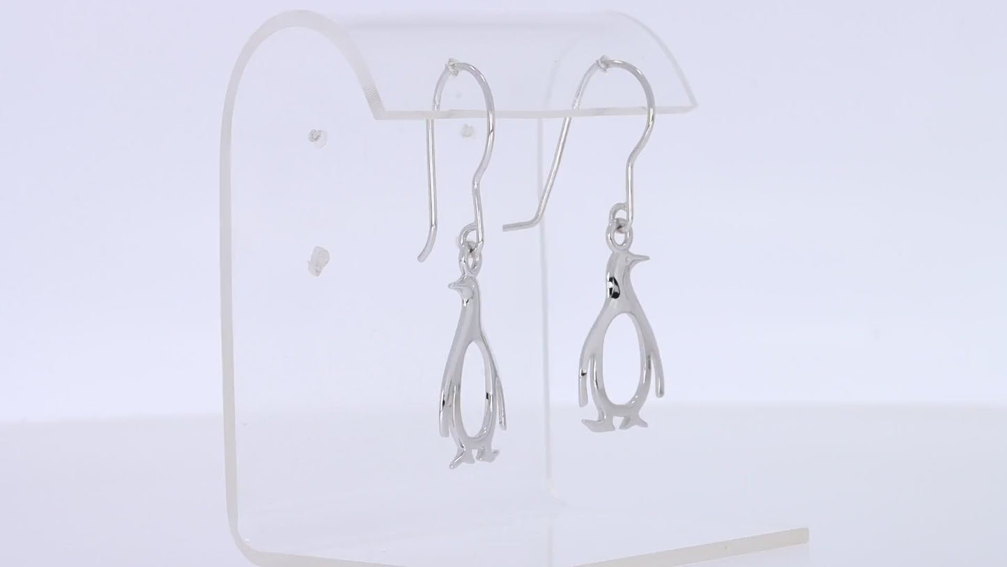Load and play video in Gallery viewer, Penguin Hook Earrings Jewelry for Women in 925 Sterling Silver

