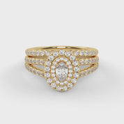 IGI Certified Split Shank Double Halo Bridal Set Ring for Women