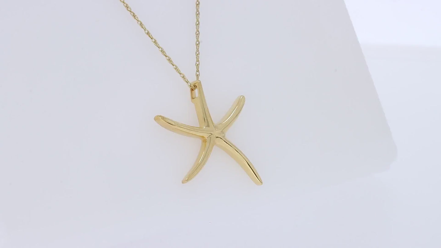 Load and play video in Gallery viewer, Lucky Sea Starfish Pendant Necklace For Women In 925 Sterling Silver
