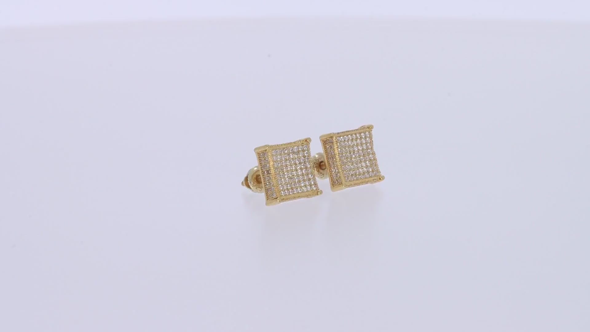 Pave Set Lab Grown Diamond Square Stud Earrings for Women