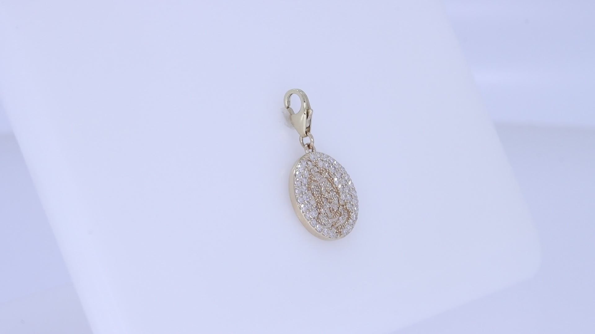 Round Shape Lab Grown Diamond Shri Ganesh Charm Pendant