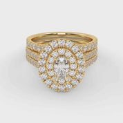 IGI Certified Oval Shape Double Halo Bridal Set Ring