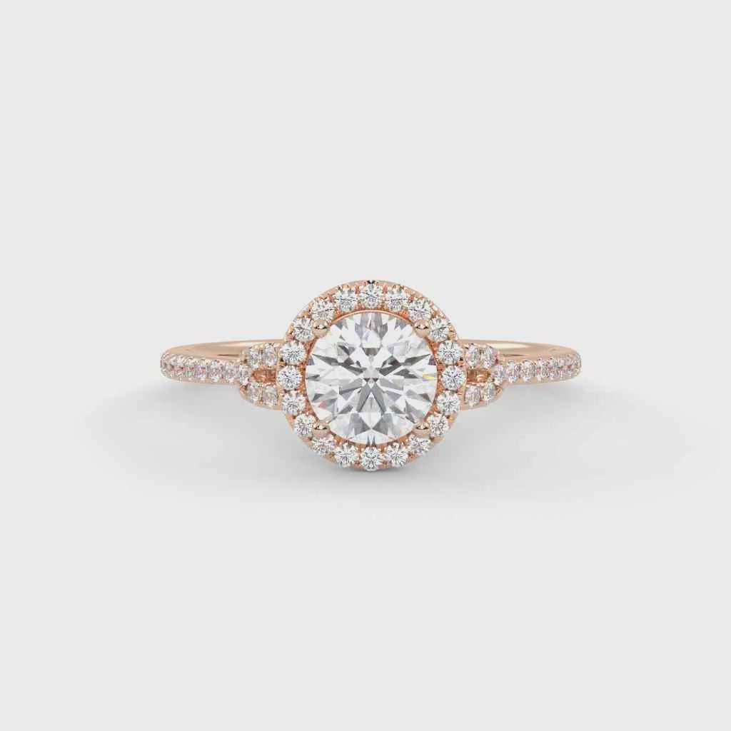 IGI Certified Halo Solitaire Engagement Ring