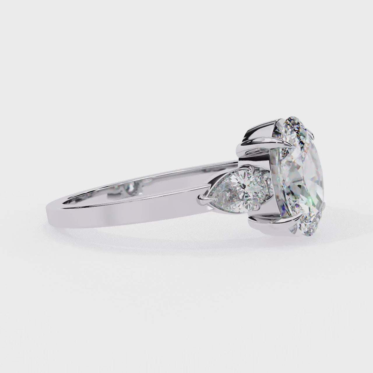 3 Stone Pear Shape Lab Grown Diamond Promise Ring