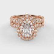 IGI Certified Pear and Round Cut 1.05 Carat Lab Grown Diamond Engagement Wedding Ring