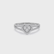 0.5 Ctw Lab Grown Diamond Split Shank Heart Promise Ring