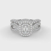 IGI Certified Emerald Cut Lab Diamond Bridal Set Ring