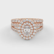 IGI Certified Split Shank Double Halo Bridal Set Ring for Women