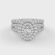 IGI Certified Split Shank Double Halo Bridal Set Ring for Women