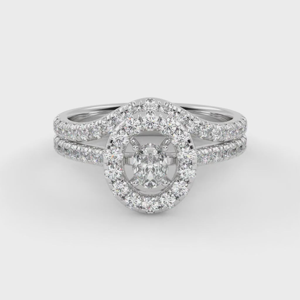IGI Certified 0.90 Carat Curved Band Bridal Set Ring