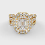 IGI Certified Emerald Cut Lab Diamond Bridal Set Ring
