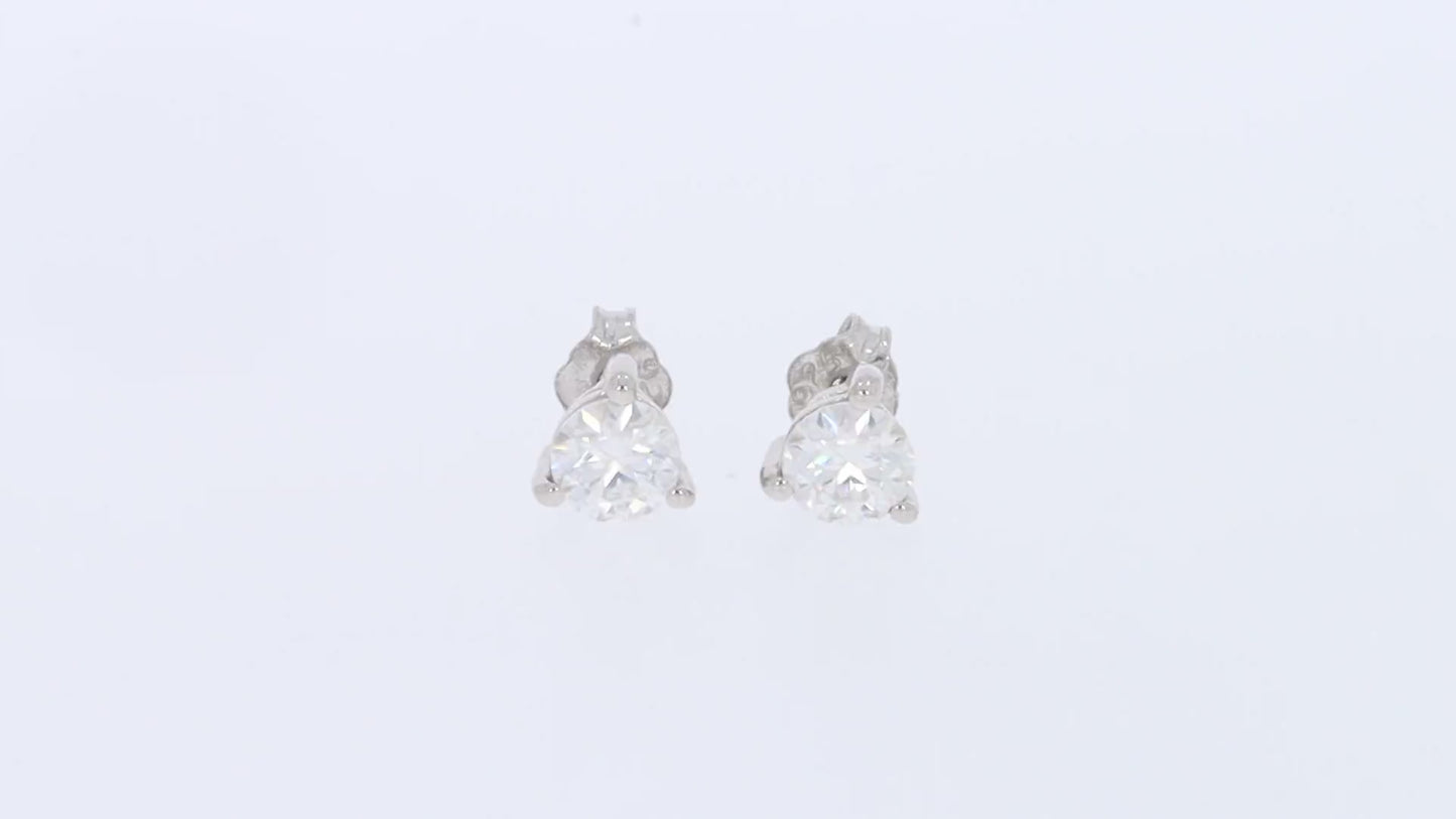 Round Cut Lab Created Moissanite Diamond Push Back Martini Stud Earrings In 14K Gold Post & 925 Sterling Silver (1 To 1.50 Cttw)