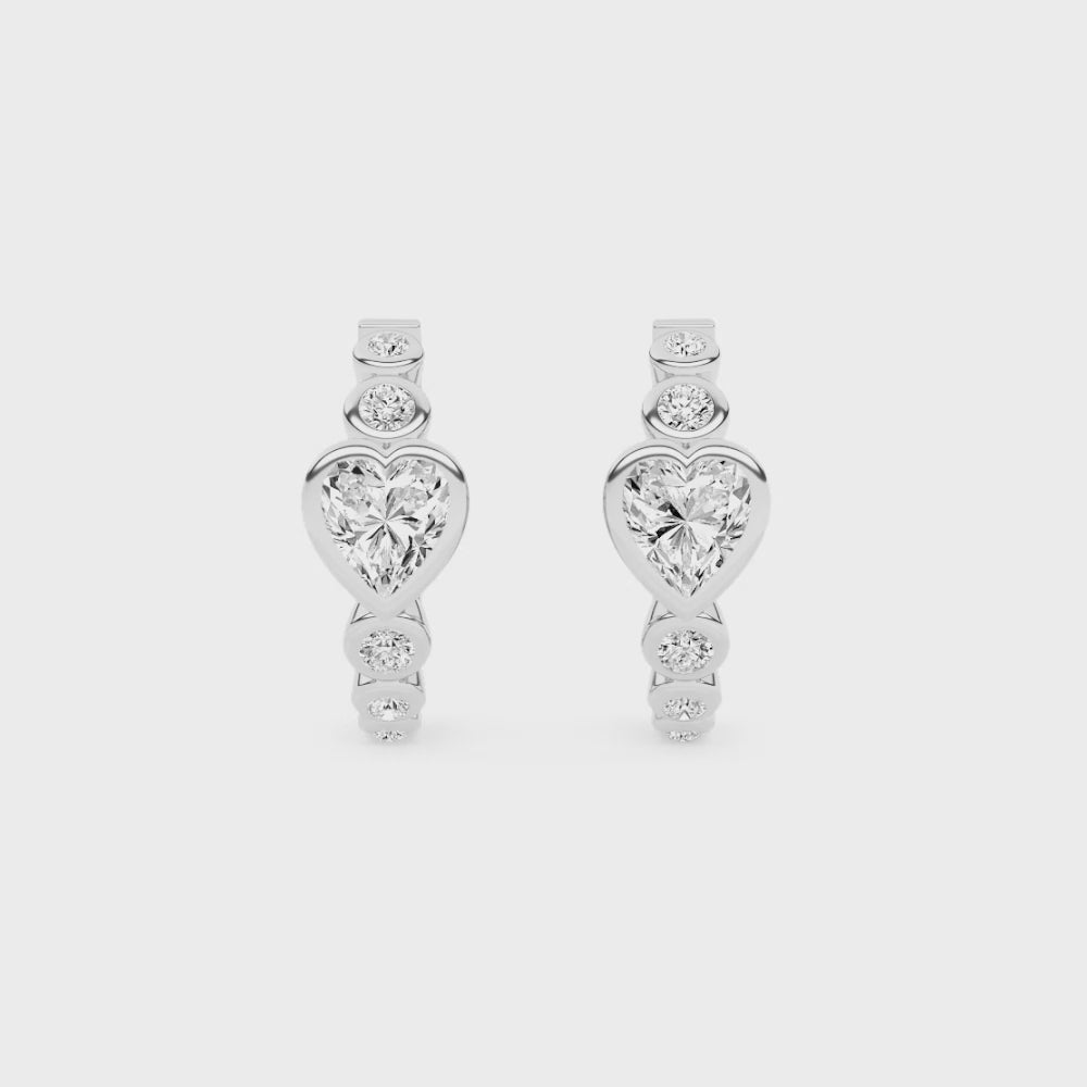 Edie Heart Diamond Hoop Earrings