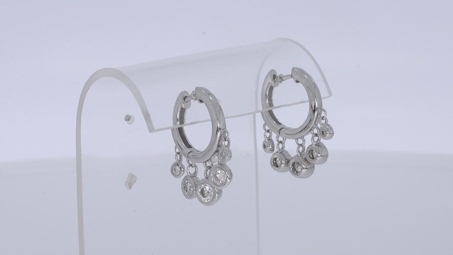 1.29 Carat Center Stone 4MM Round Cut Lab Created Moissanite Diamond Hoop Earrings In 925 Sterling Silver (1.29 Cttw)