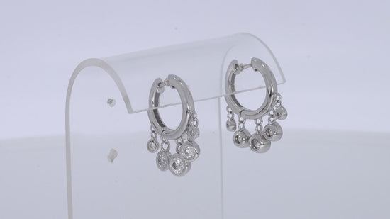 Load and play video in Gallery viewer, 1.29 Carat Center Stone 4MM Round Cut Lab Created Moissanite Diamond Hoop Earrings In 925 Sterling Silver (1.29 Cttw)
