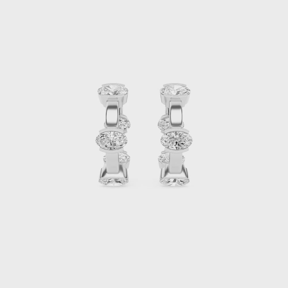 Zara East West Oval Bezel Hoop Earrings