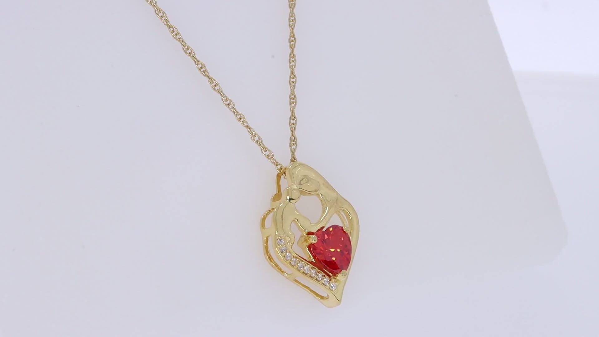 Simulated Citrine Birthstone Heart Pendant Necklace