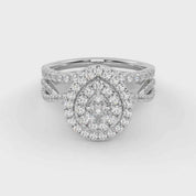 IGI Certified Pear Cut Split Shank Infinity Twisted Double Halo Bridal Set Ring