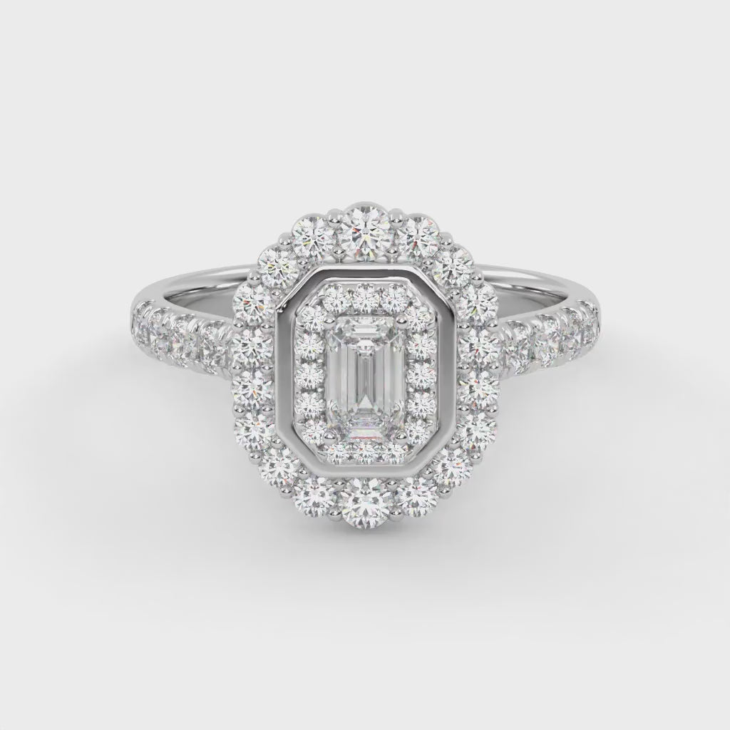 IGI Certified Double Halo Solitaire Engagement Rings for Women