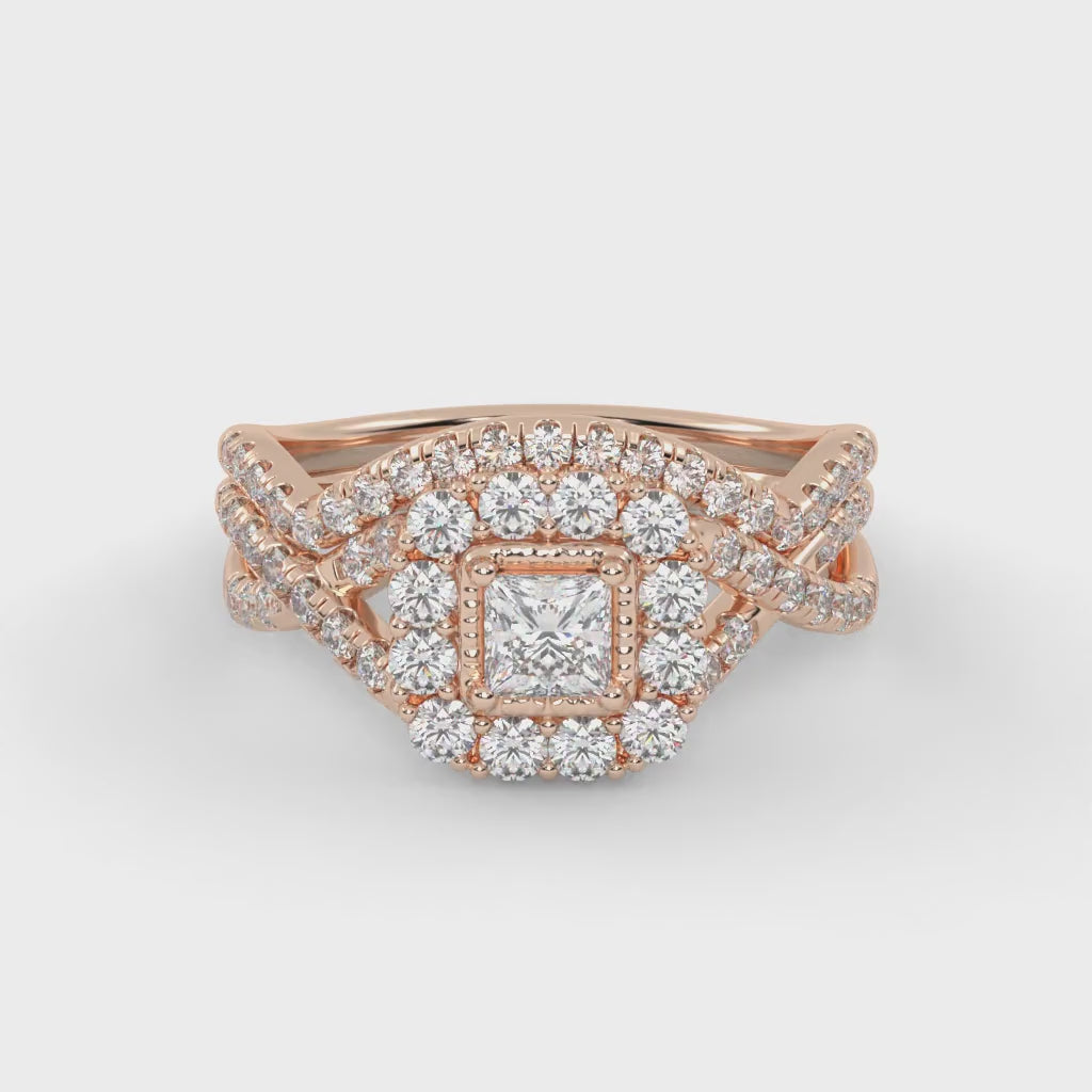 IGI Certified Infinity Halo Bridal Set Ring