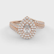 IGI Certified Bypass Double Halo Solitaire Engagement Ring