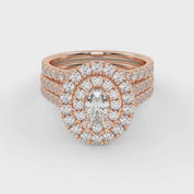 IGI Certified Oval Shape Double Halo Bridal Set Ring
