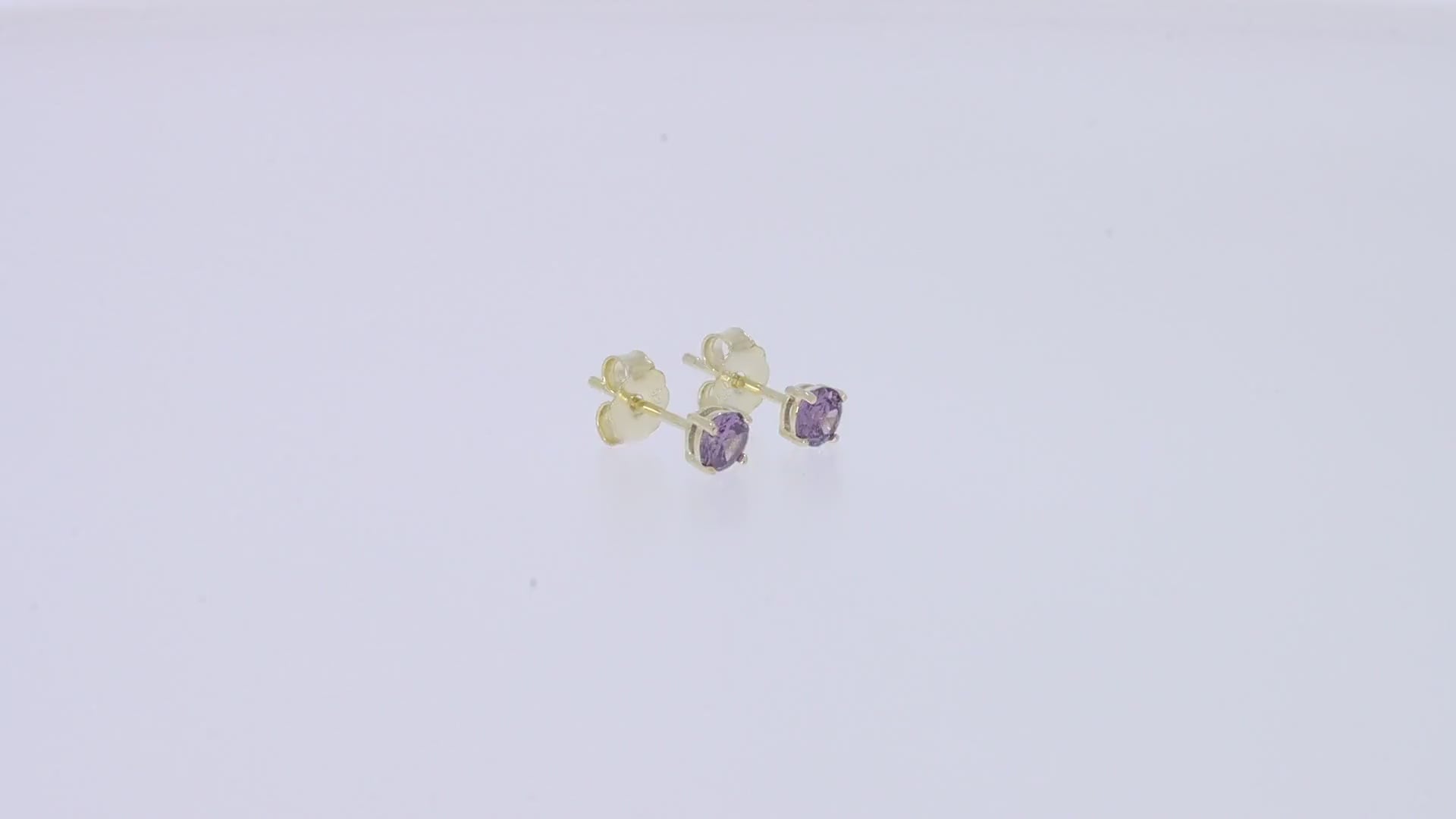Solitaire Stud Earrings Simulated Birthstone 925 Sterling Silver