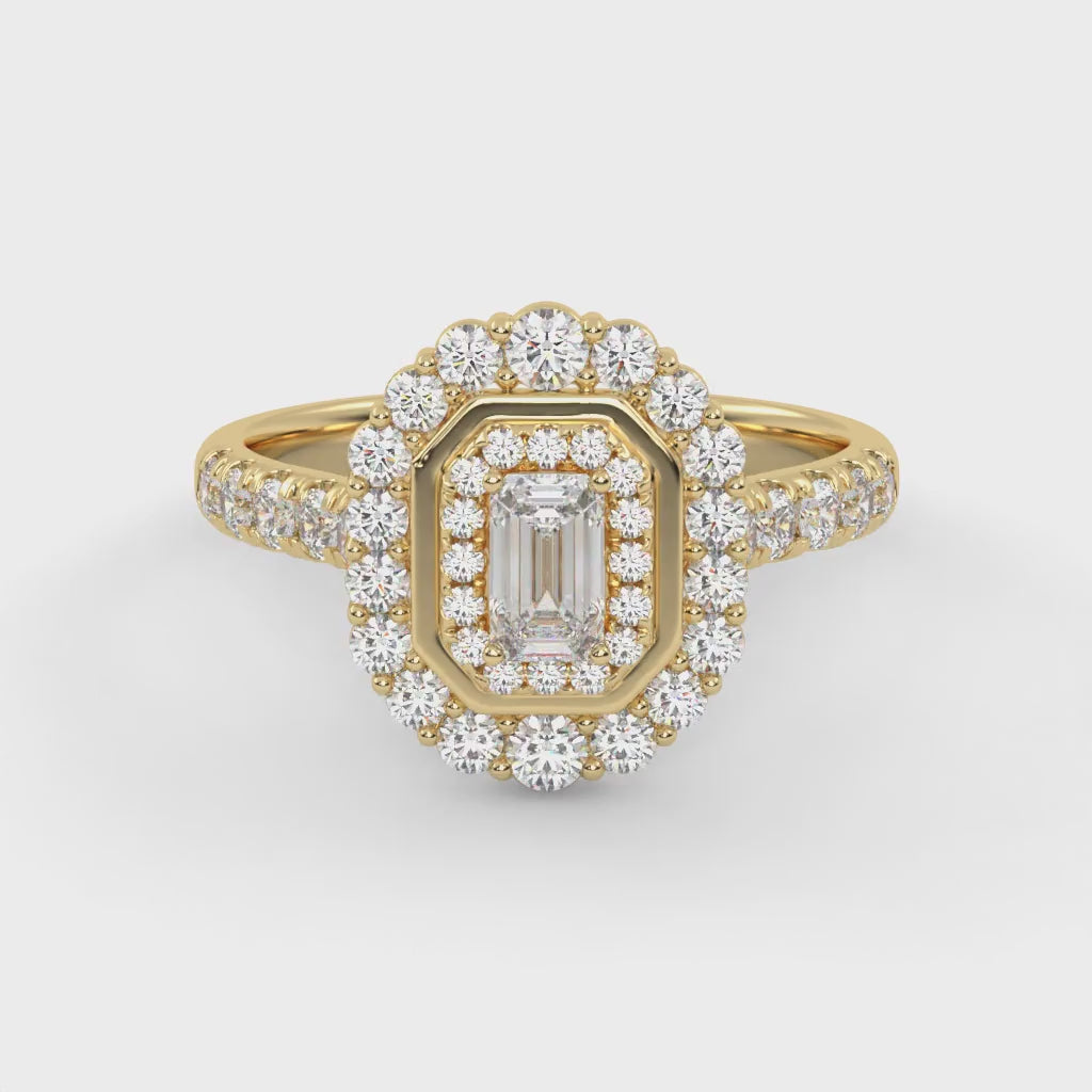 IGI Certified Double Halo Solitaire Engagement Rings for Women