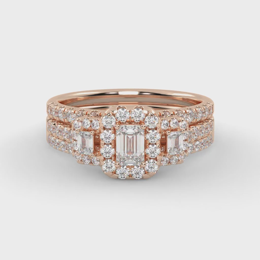Three-Stone IGI Certified Bridal Set Ring