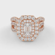 IGI Certified Emerald Cut Lab Diamond Bridal Set Ring