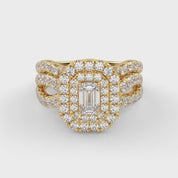 IGI Certified Emerald Cut Lab Diamond Bridal Set Ring