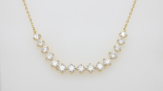 Load and play video in Gallery viewer, 3.5MM &amp;amp; 4MM Round Cut Lab Created Moissanite Diamond Bib Necklace In 925 Sterling Silver
