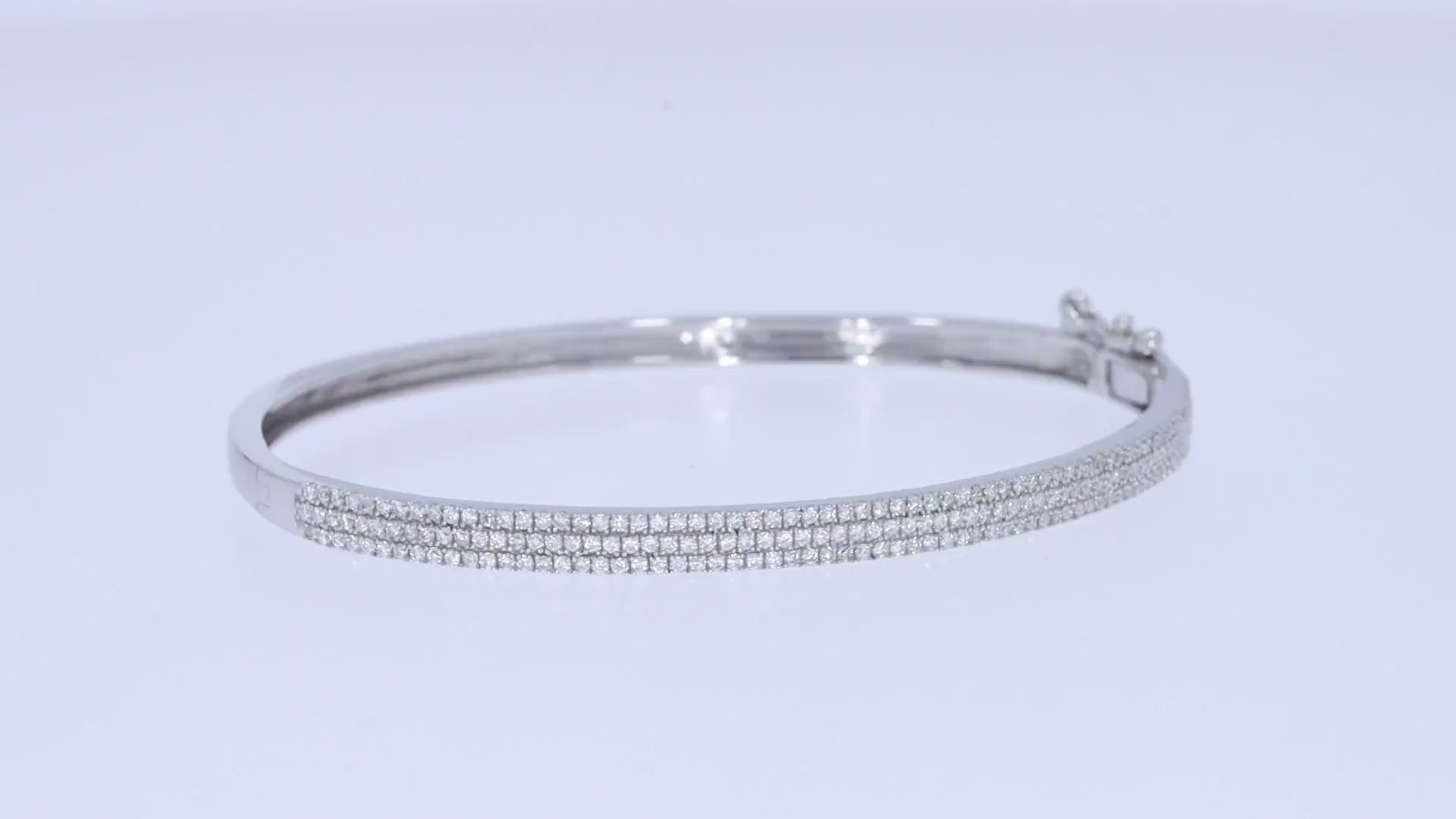 Lab Created Moissanite 3-Row Pave Set Bangle Bracelet