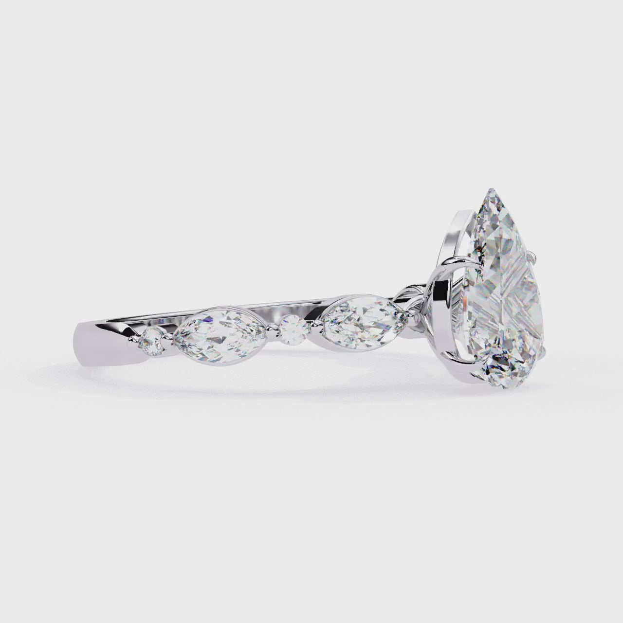 Pear Cut Lab Grown Diamond Solitaire Engagement Ring