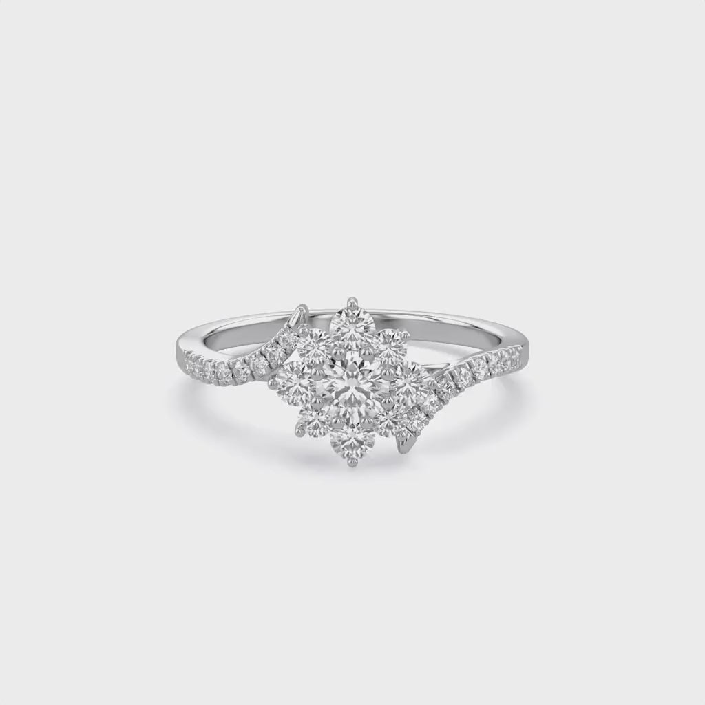 Floral Style Bypass Promise Lab Grown Diamond Ring