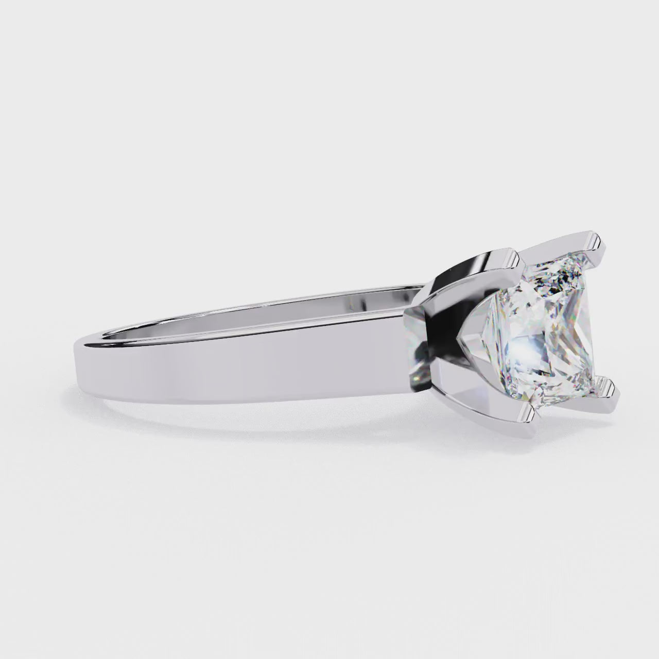 Solitaire Style Flat Shank Band Ring In Lab Grown Diamond