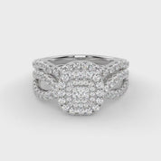 IGI Certified Infinity Shank Princess Cut Lab Diamond Bridal Set Ring