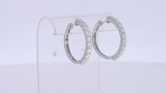 Load and play video in Gallery viewer, 3 1/4 Carat Lab Created Moissanite Diamond 29MM Big Hoop Earrings In 14K Gold Post &amp;amp; 925 Sterling Silver (3.25 Cttw)
