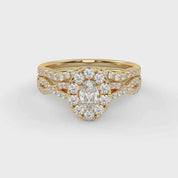 Oval Cut 1.00 Carat Lab Grown Diamond Twisted Infinity Halo Solitaire Bridal Set Ring