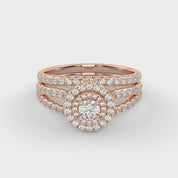 IGI Certified Double Halo Lab Diamond Bridal Set Ring