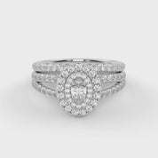 IGI Certified Split Shank Double Halo Bridal Set Ring for Women