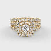IGI Certified Shank Double Halo Bridal Set Ring