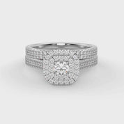 IGI Certified Round Cut Eternity Double Row Halo Bridal Set Ring