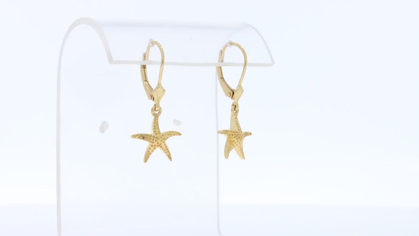 Starfish Lever Back Dangle Earrings for Women in 925 Sterling Silver